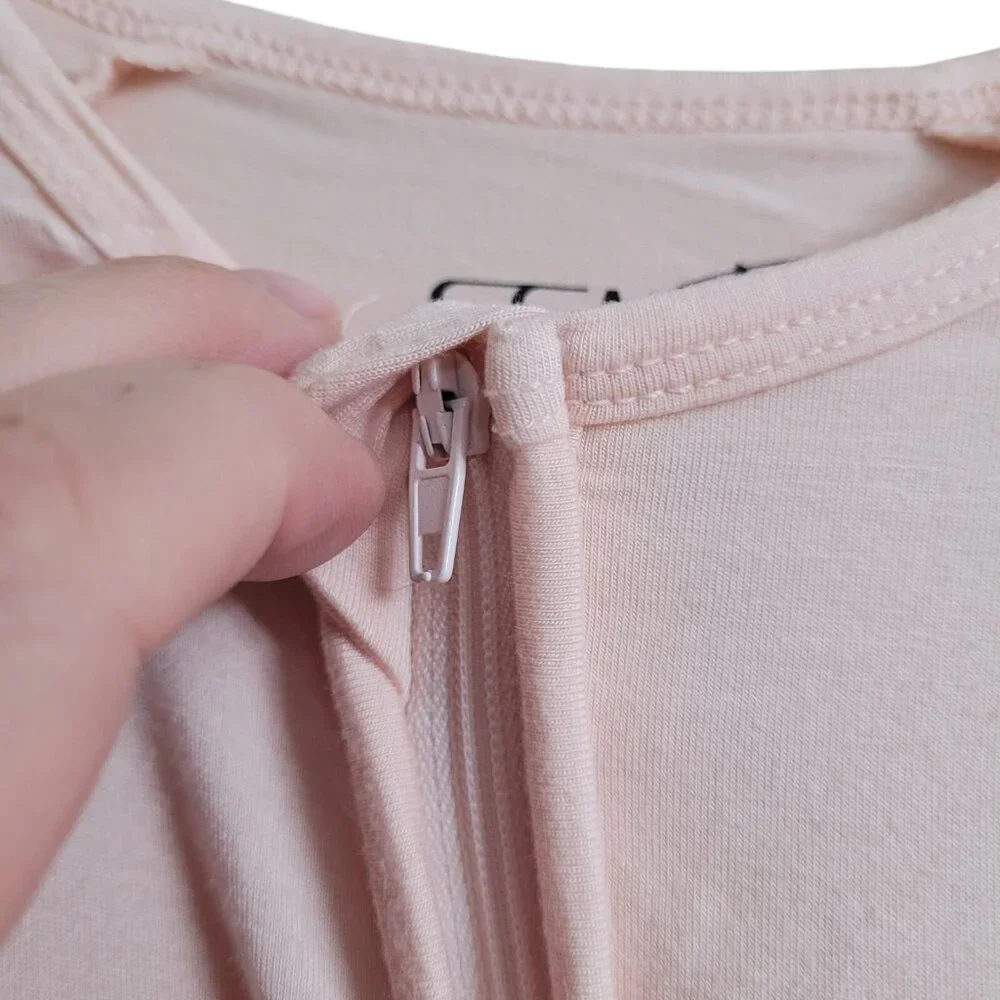 SCAINF Bamboo 0-3 Mo Baby Girl Light Pink Zippy‎ Pajamas Solid Sleeper Zipper